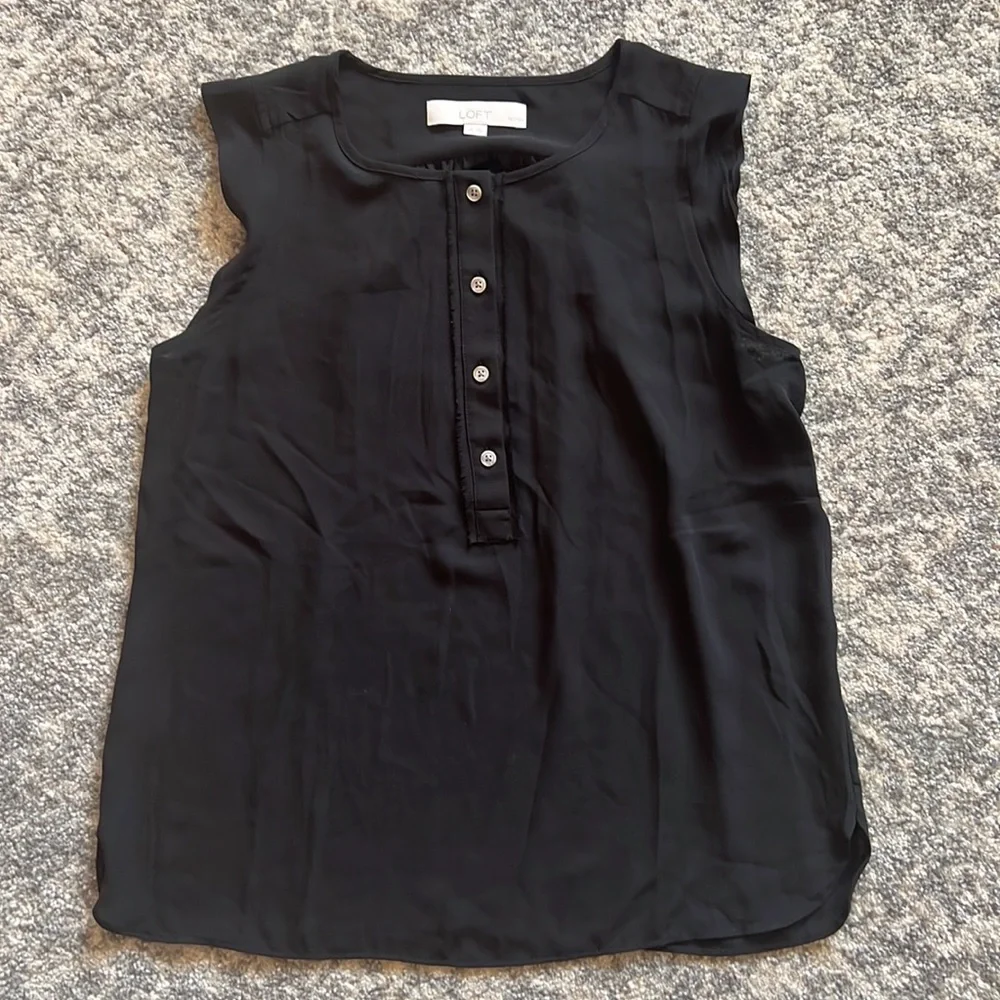 LOFT Petite Ruffle Sleeve Shell - Picture 2 of 7